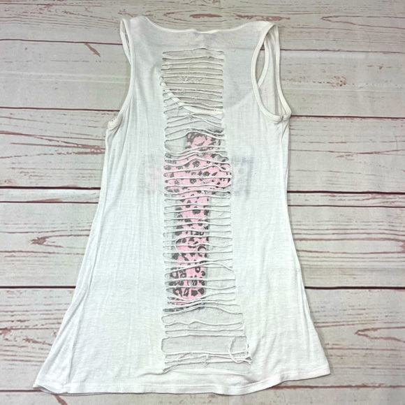 Cheetah Print Cross Distressed Tank Top - Small - Picture 7 of 8